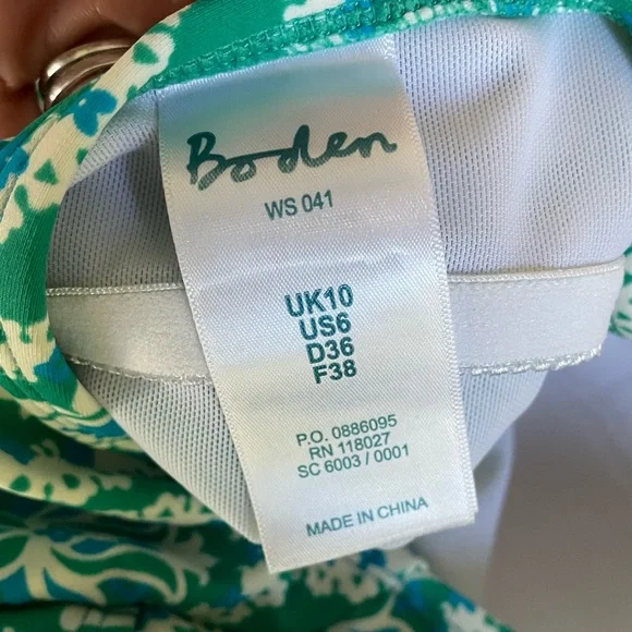 Boden Teal and White Floral One Piece Swimsuit - Picture 7 of 7